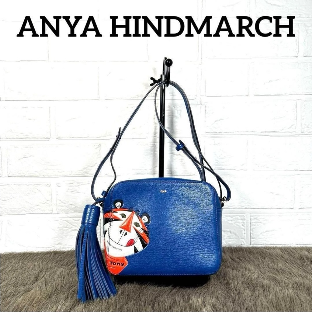 Anya Hindmarch Blue Shoulder Bag with Tassel and Charm - Picture 10 of 11